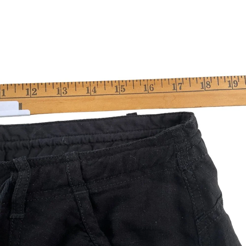 Old Navy Linen Rayon Blend Black Shorts Size 10 Zip Up With Tie‎